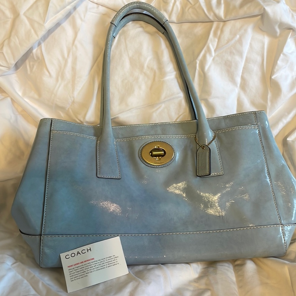 COACH Blue Patent Leather MADELINE Purse HandBag 0793-11789